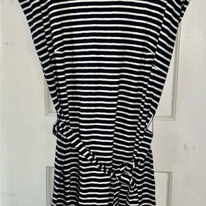 Black & White Striped Tie-Waist Dress Talbots XL